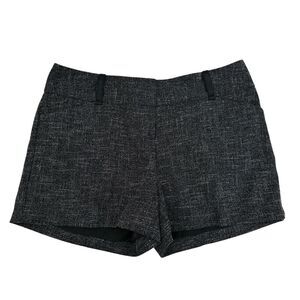 The Limited Drew Fit Black Tweed Flat Front Shorts Sz 8 Poly Viscose Stretch